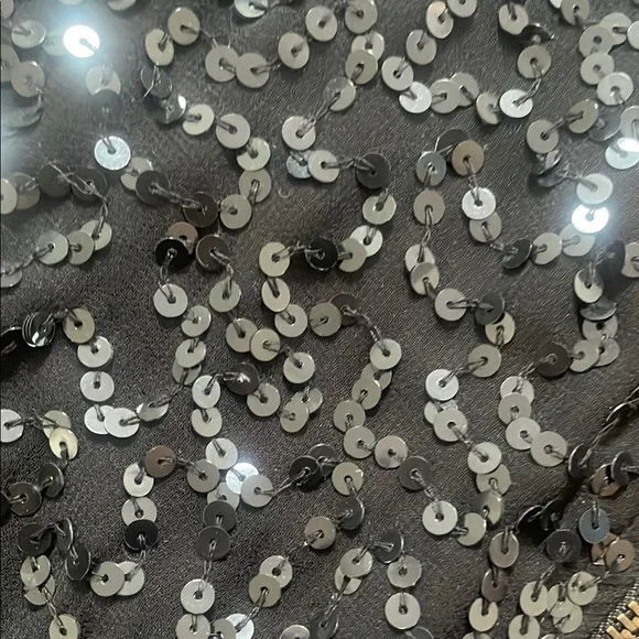 Sparkle & Fade Black Sequin Bomber Jacket - Size S - Cropped Evening Zip-Up - Picture 3 of 6